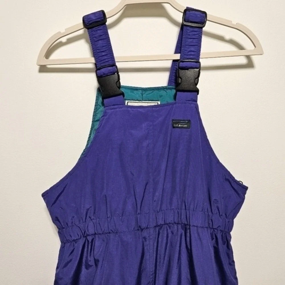 VTG L.L. Bean Kids Waterproof Overalls Thinsulate Winter Snow Zip Girls Purple L
